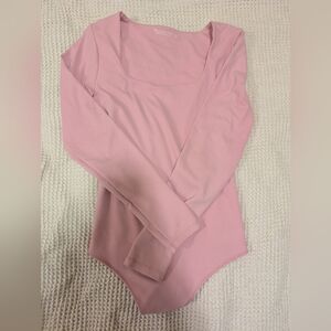 🌟40% OFF SALE Abercrombie & Fitch Pink Long Sleeve Bodysuit, Square Neck, Med